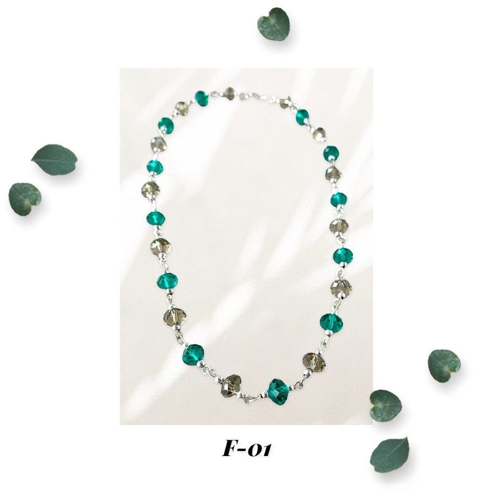 Emerald and Smokey Quartz Crystal Necklace - 16 Inch